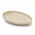 Repose-cuillère en grès beige moucheté format ovale 16 cm