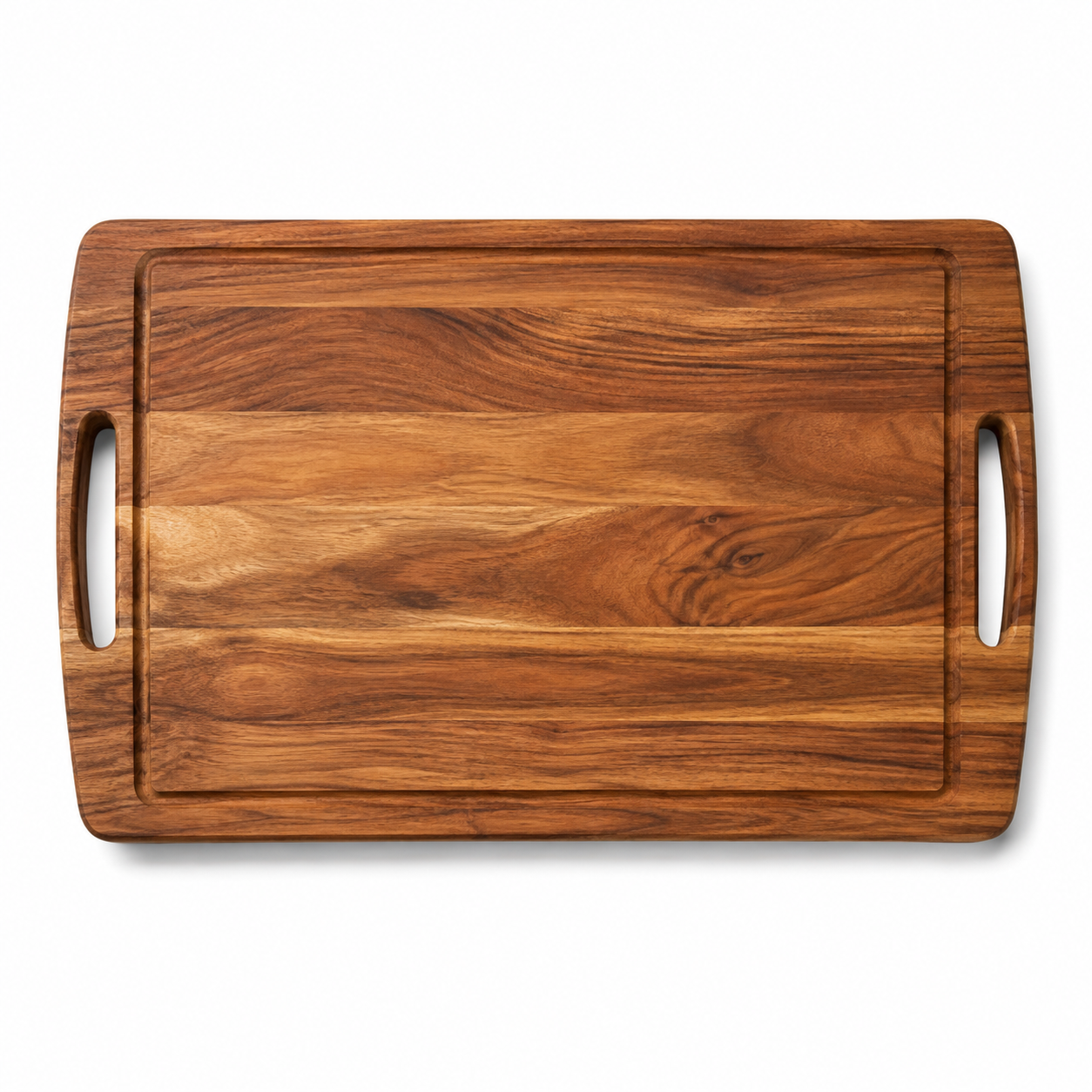 Grande planche à découper en acacia avec poignées 45 x 30 cm