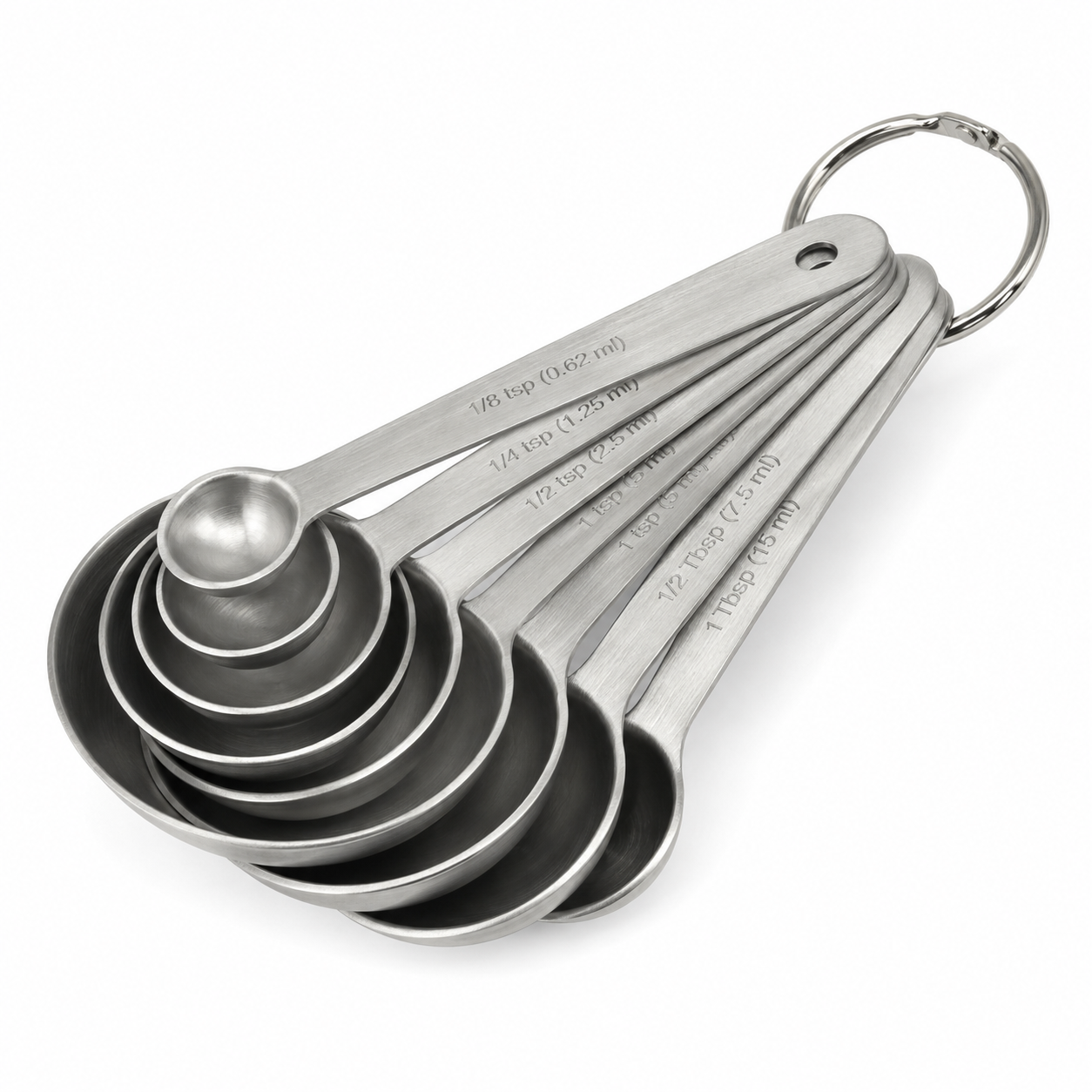Lot de 6 cuillères doseuses en inox avec anneau