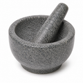 Mortier et pilon en granit gris compact 14 cm