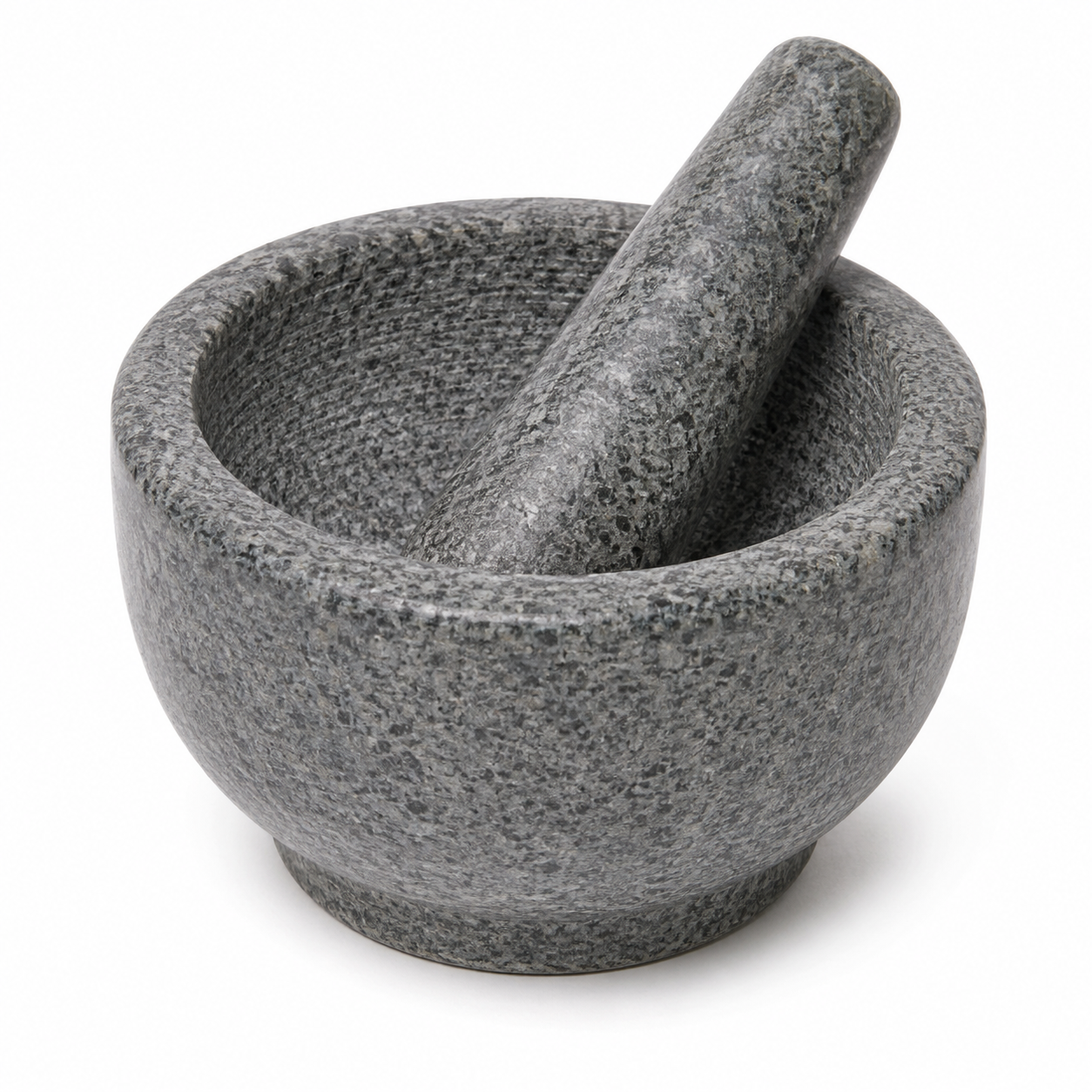 Mortier et pilon en granit gris compact 14 cm
