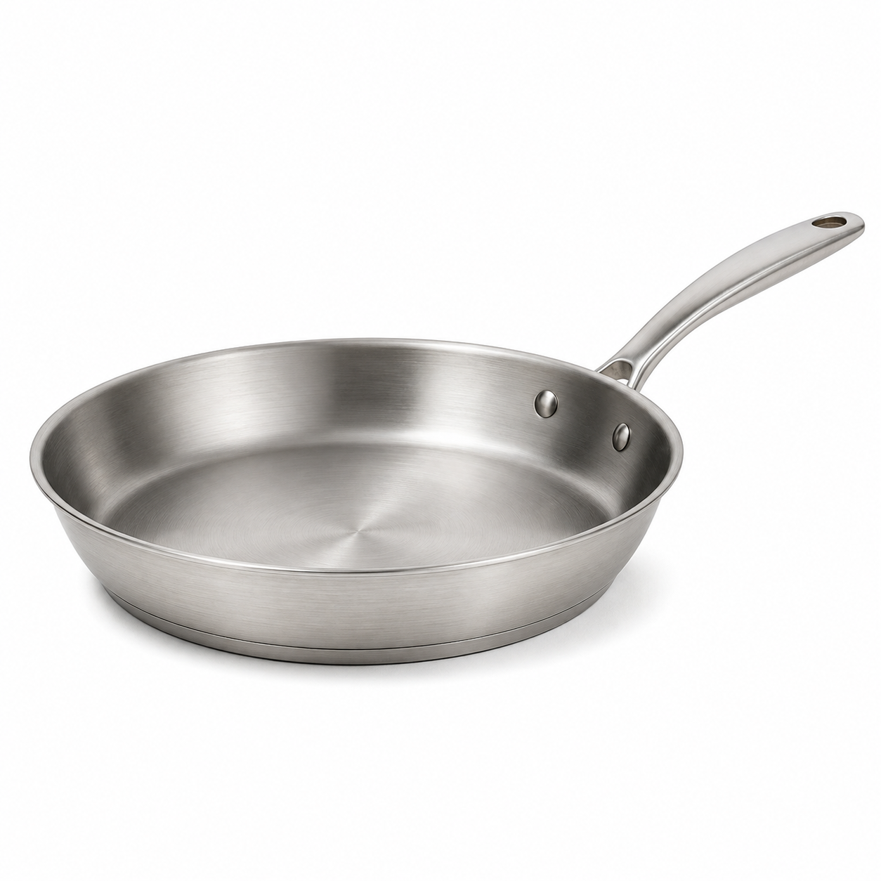Poêle en inox satiné avec poignée rivetée 24 cm