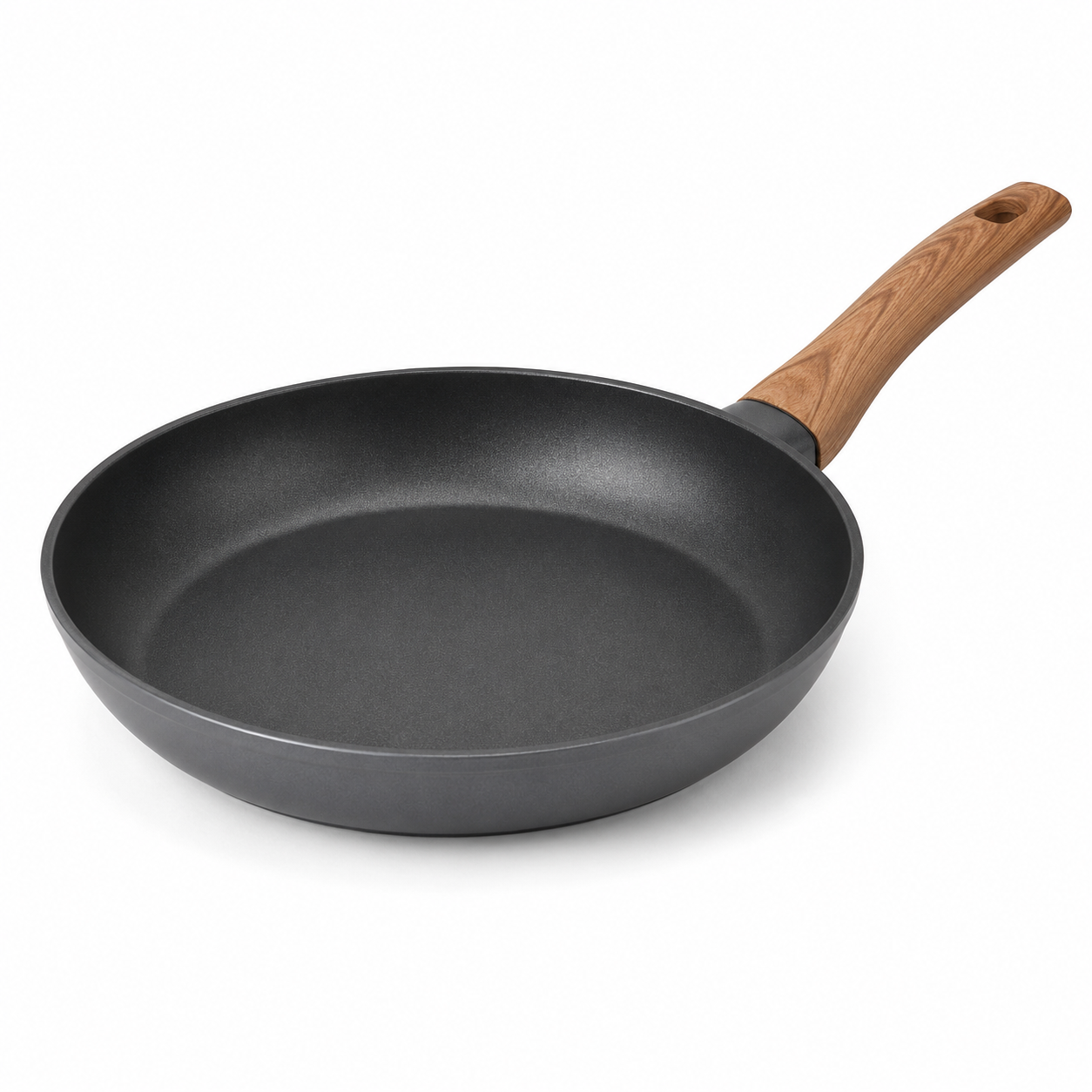 Poêle antiadhésive gris graphite avec poignée effet bois 28 cm
