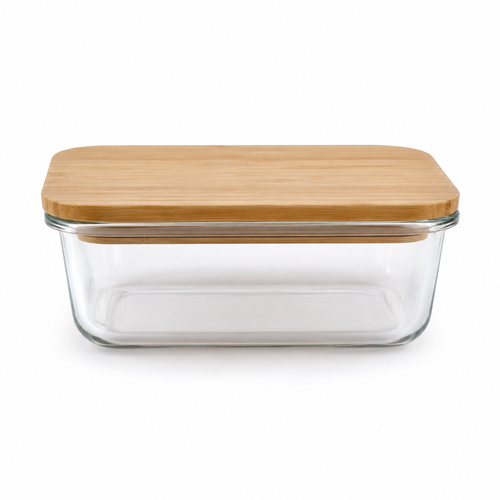 Boîte alimentaire en verre avec couvercle bambou 1 L