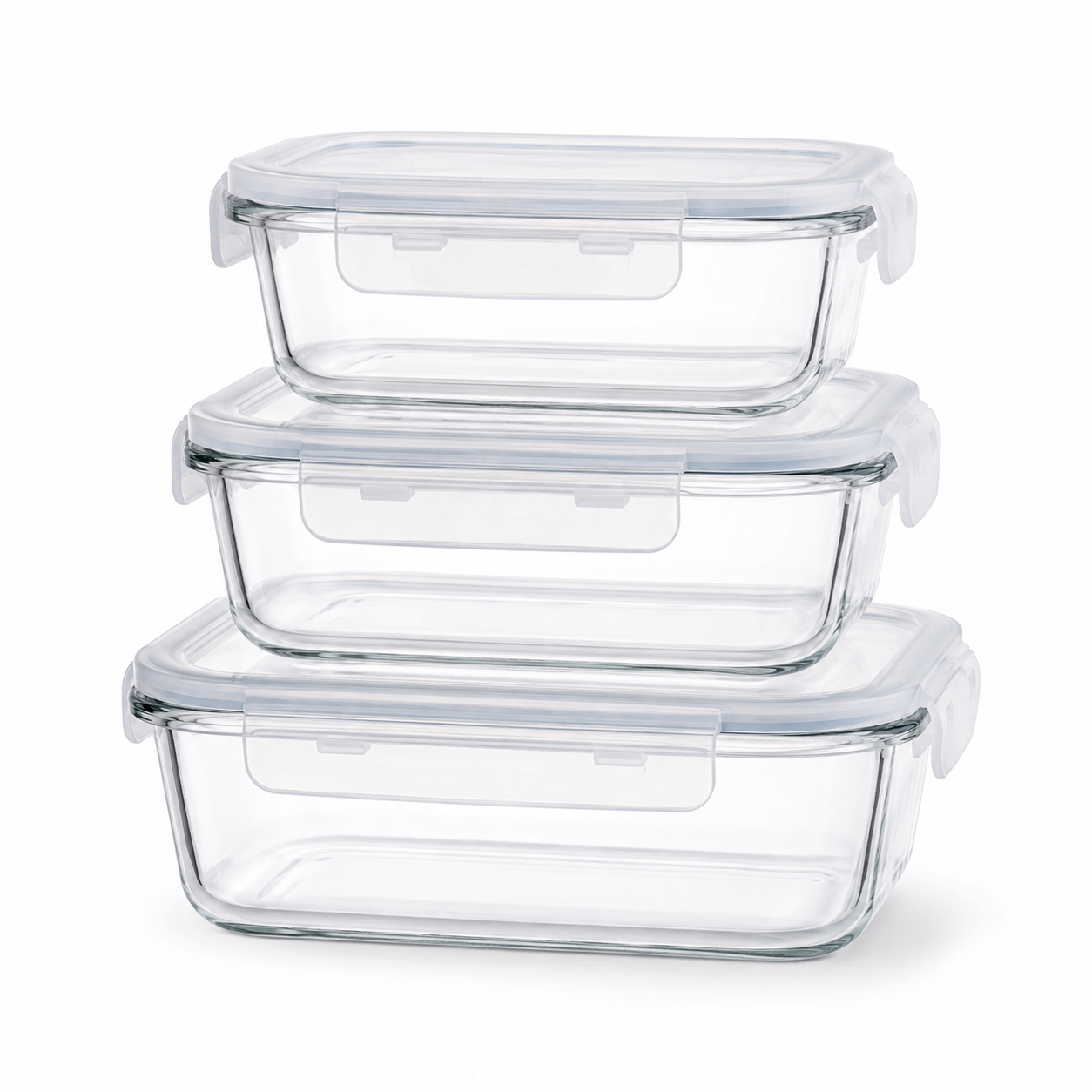 Lot de 3 boîtes alimentaires en verre empilables