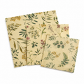 Lot de 3 emballages alimentaires en cire abeille motif botanique