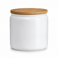 Pot à biscuits en céramique blanche avec couvercle bois 2,5 L