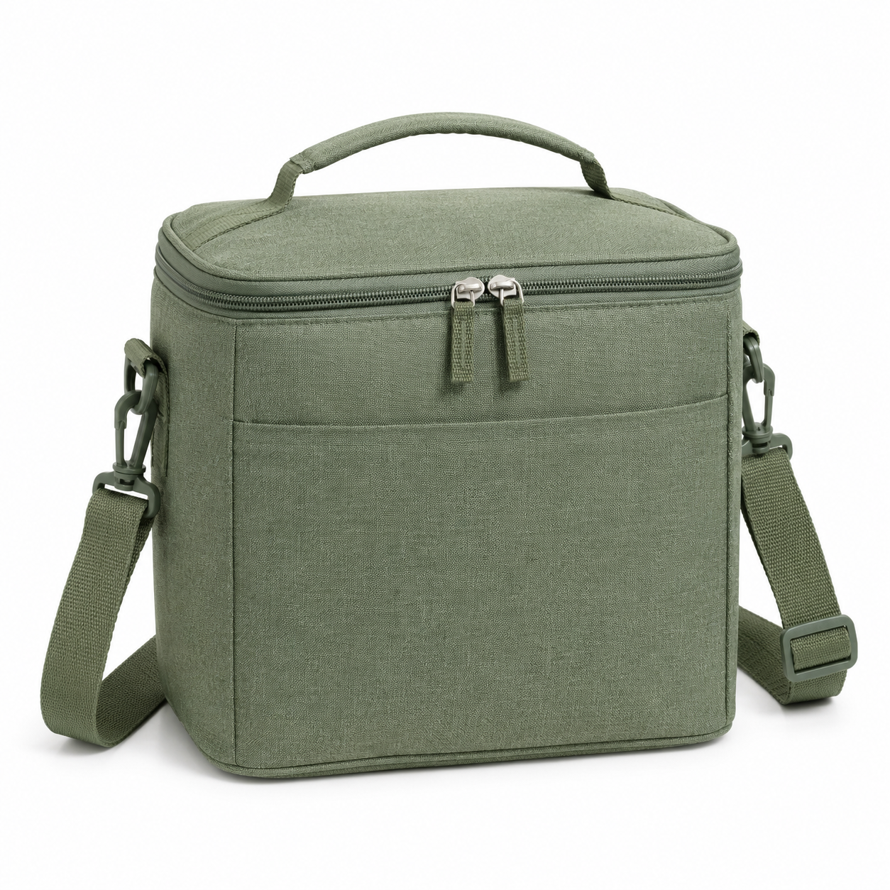 Sac repas isotherme vert sauge avec bandoulière 8 L