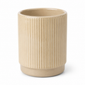 Pot à ustensiles en céramique beige striée 15 cm