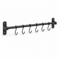 Barre murale porte-casseroles en métal noir 60 cm