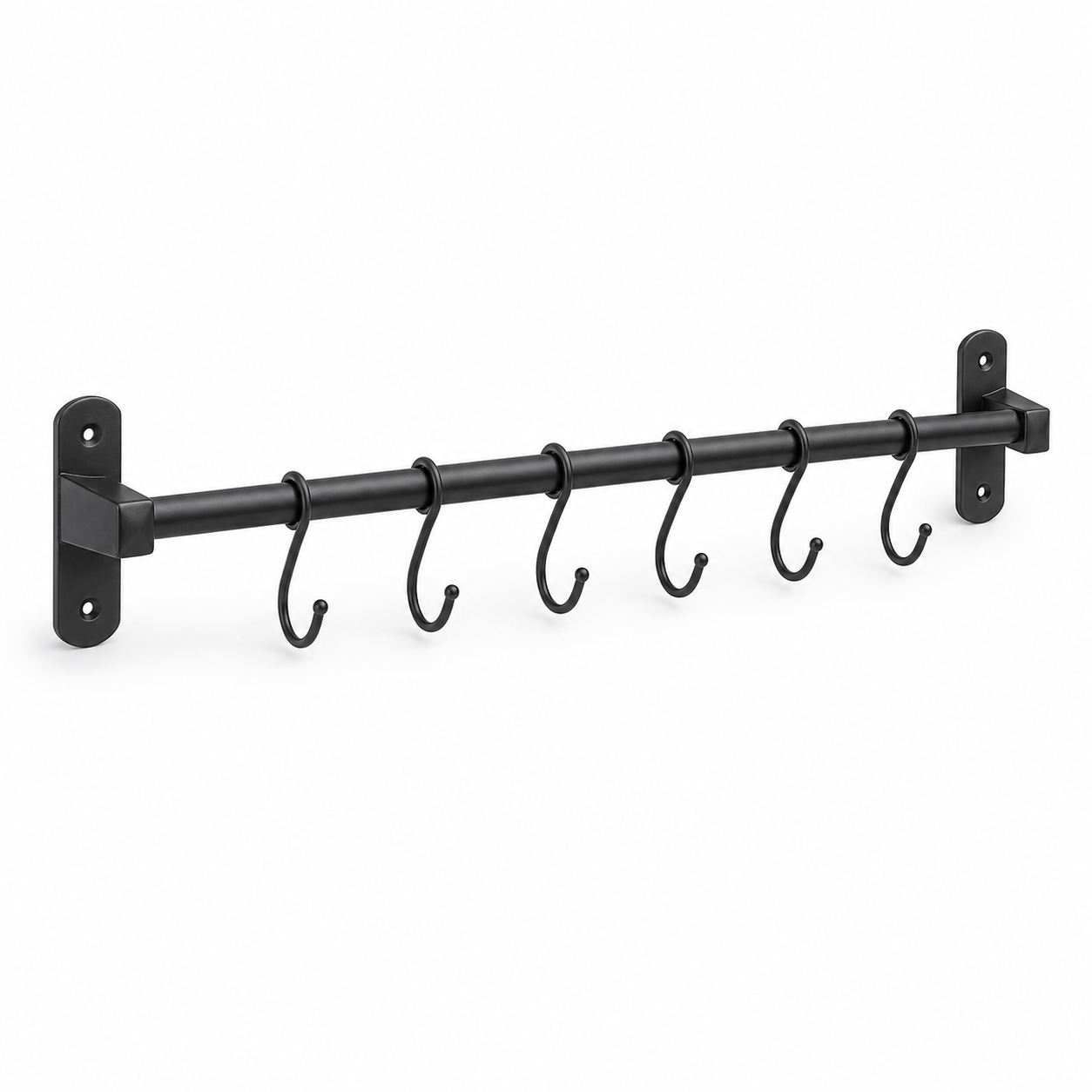 Barre murale porte-casseroles en métal noir 60 cm
