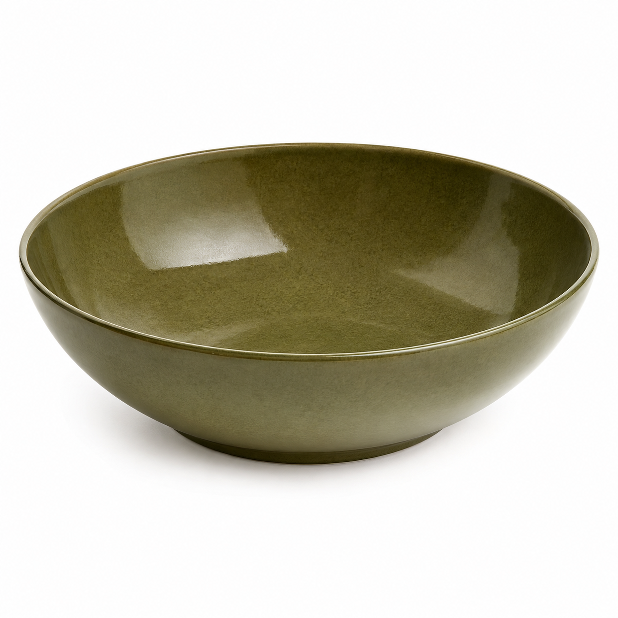 Saladier de service en grès vert olive 28 cm